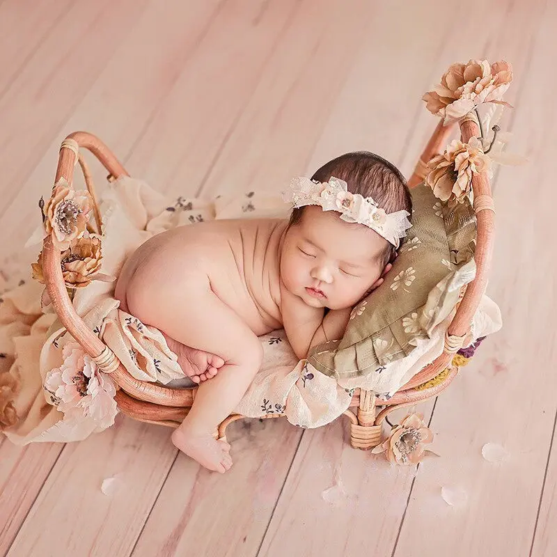 Vintage Rattan Bed Props - Newborn Photography Props - Image 2